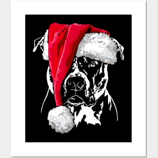 Funny Pitbull Santa Christmas dog mom gift Posters and Art